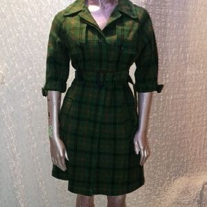 BB Dakota by Steve Madden Green Plaid Long Sleeve Dress
